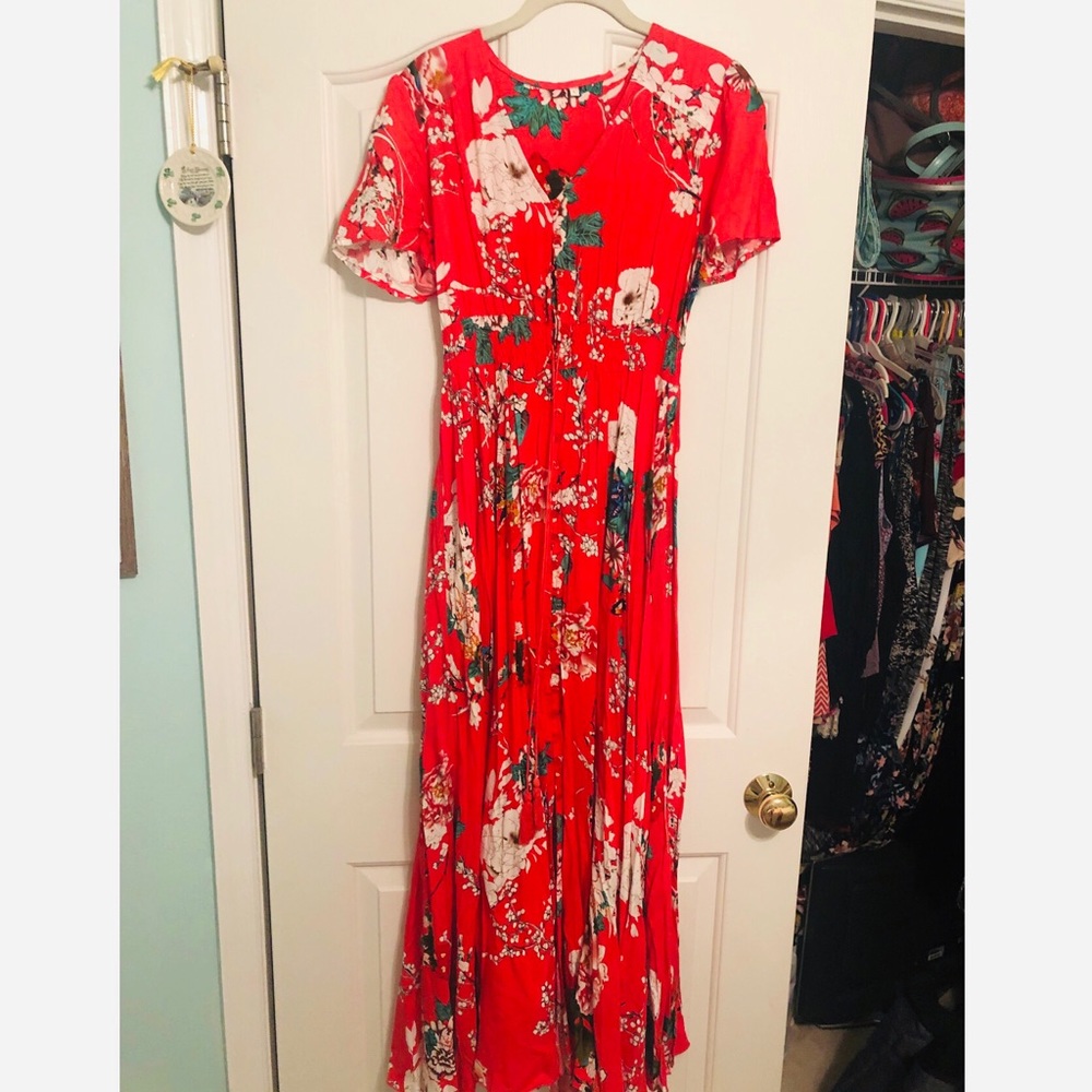 Red Floral Maxi Dress